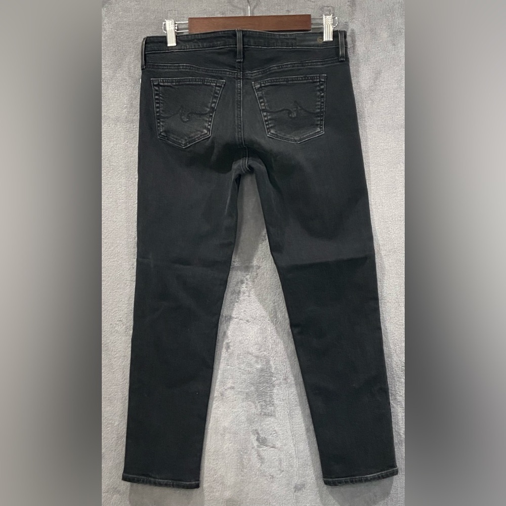 AG Adriano Goldschmied Mari Crop Mid-Rise slim Distressed Black Jeans Sz 27 NWT - Picture 8 of 11